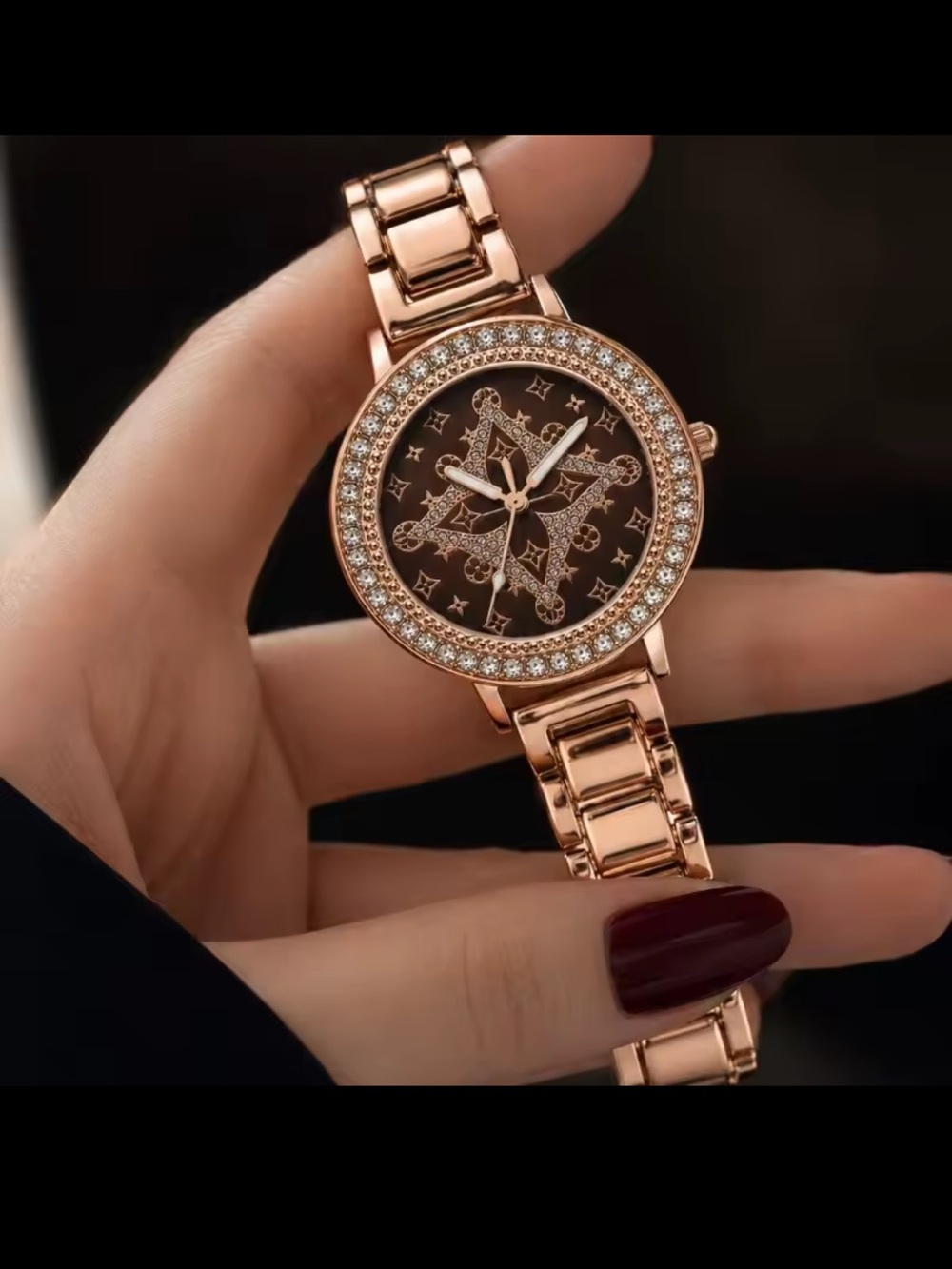 Others Follow Rose Gold Women's Bracelet Watch with Crystal Bezel